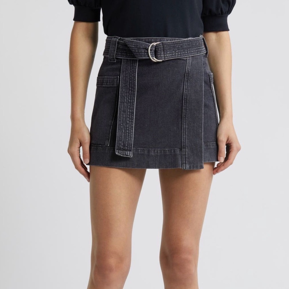 Rails Deanna belted denim wrap mini skirt